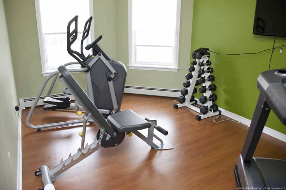Bench in a home gym set up