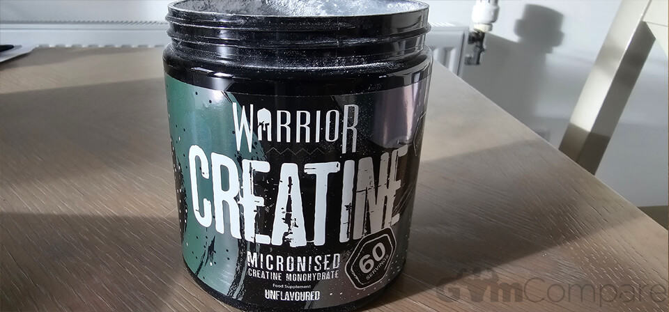 Unflavoured Warrior Creatine open on a table.